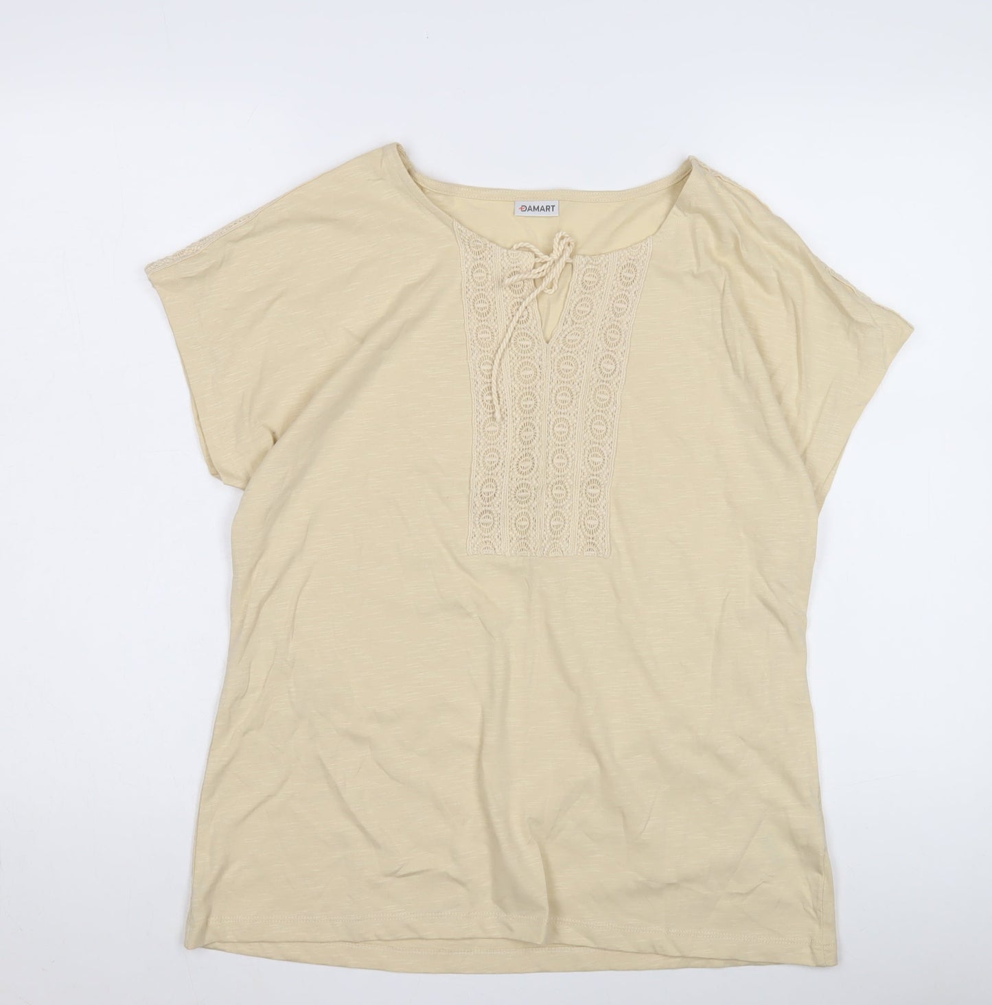 Damart Women's Beige Crochet Tunic, Size 14, Casual Elegance