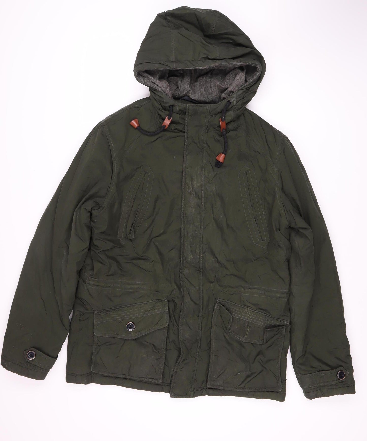 Mens UK Size L JACK & JONES Green Parka Coat