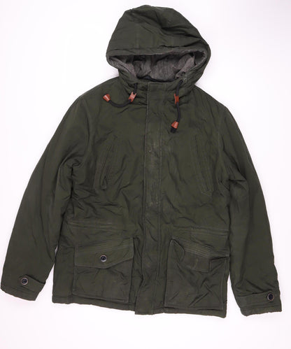 Mens UK Size L JACK & JONES Green Parka Coat