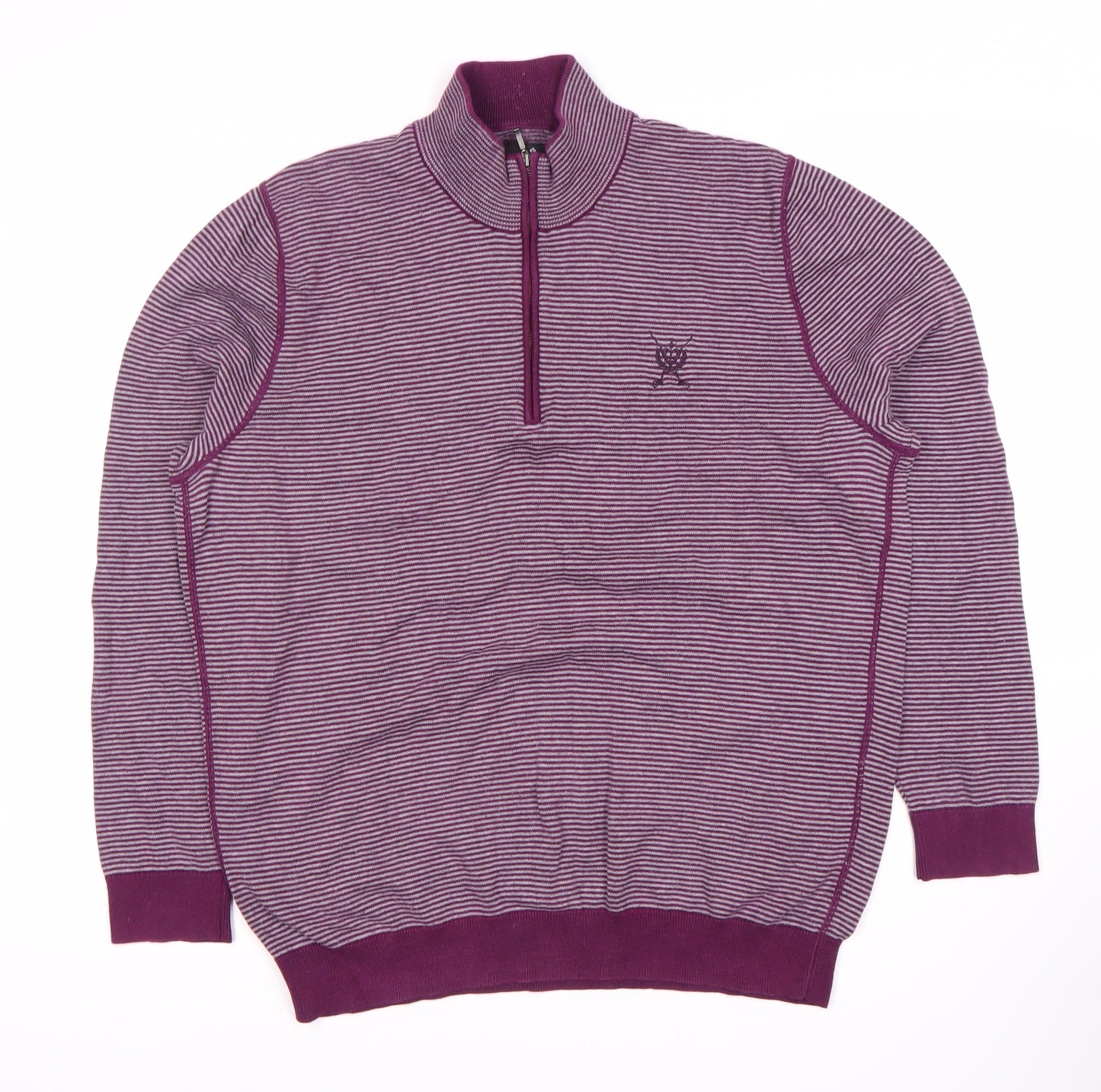 Jeff Banks Men's Purple XL Striped Knit Jumper