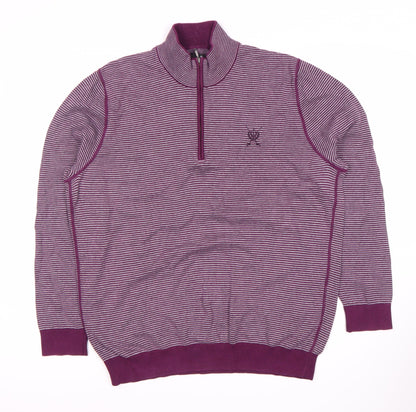 Jeff Banks Men's Purple XL Striped Knit Jumper