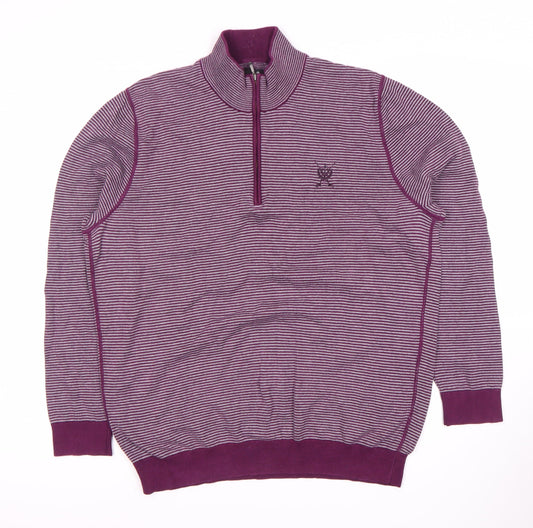Jeff Banks Men's Purple XL Striped Knit Jumper