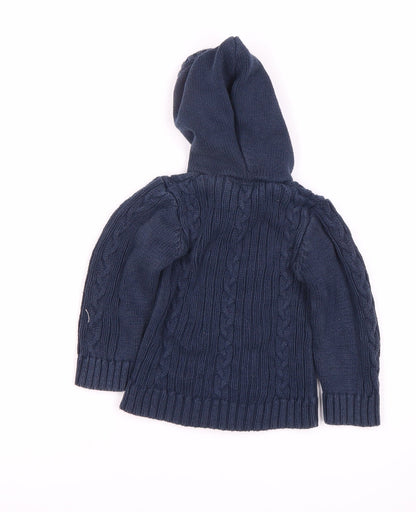 JoJo Maman Bébé Unisex Baby Blue Hooded Cardigan 12-18M