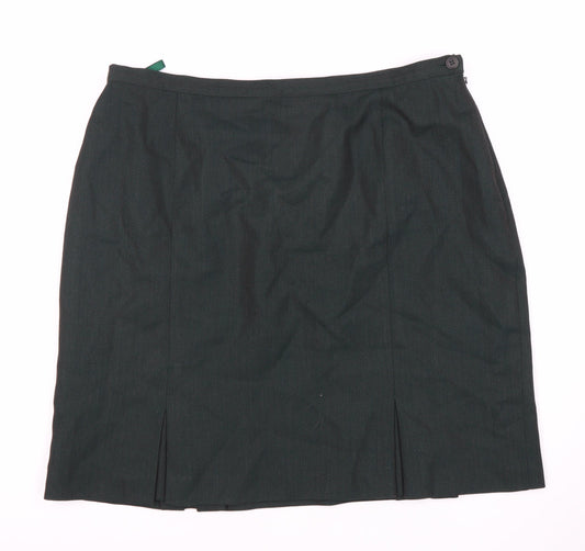 Laura Ashley Women's Green Wool Knee-Length Skirt, Size 18