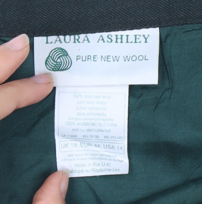 Laura Ashley Women's Green Wool Knee-Length Skirt, Size 18