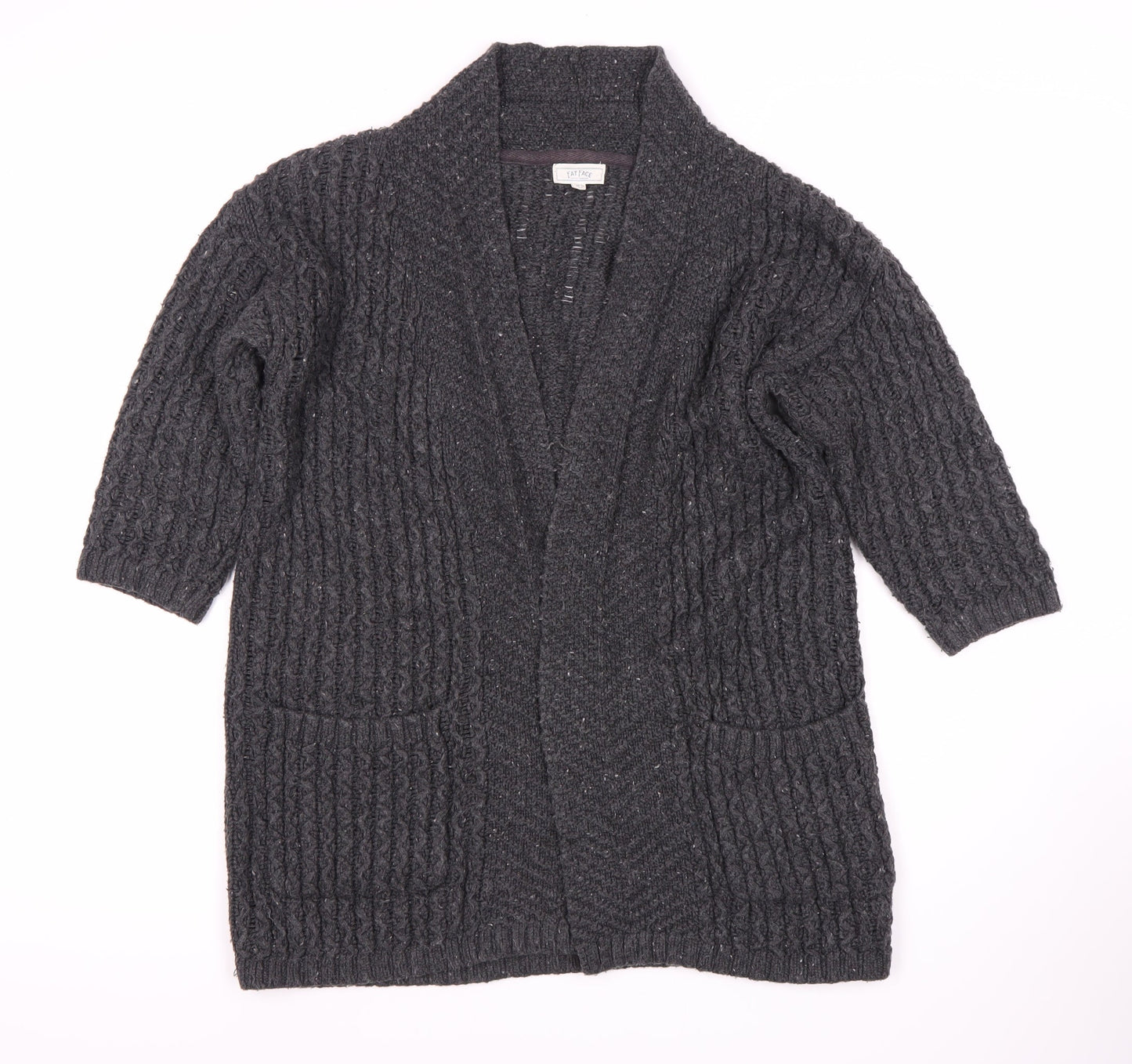Womens UK Size 8 Fat Face Grey Cardigan Jumper