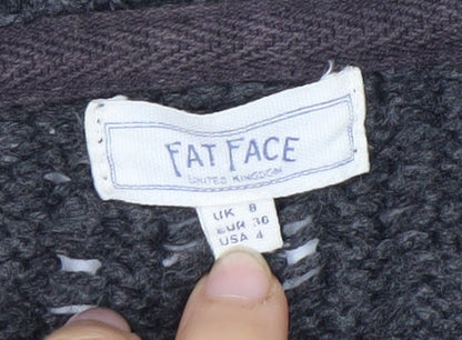 Womens UK Size 8 Fat Face Grey Cardigan Jumper