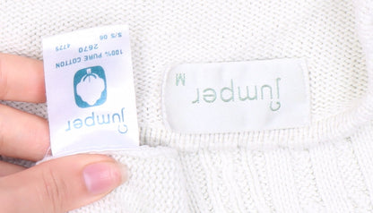 Womens UK Size M Jumper White Pullover Jumper