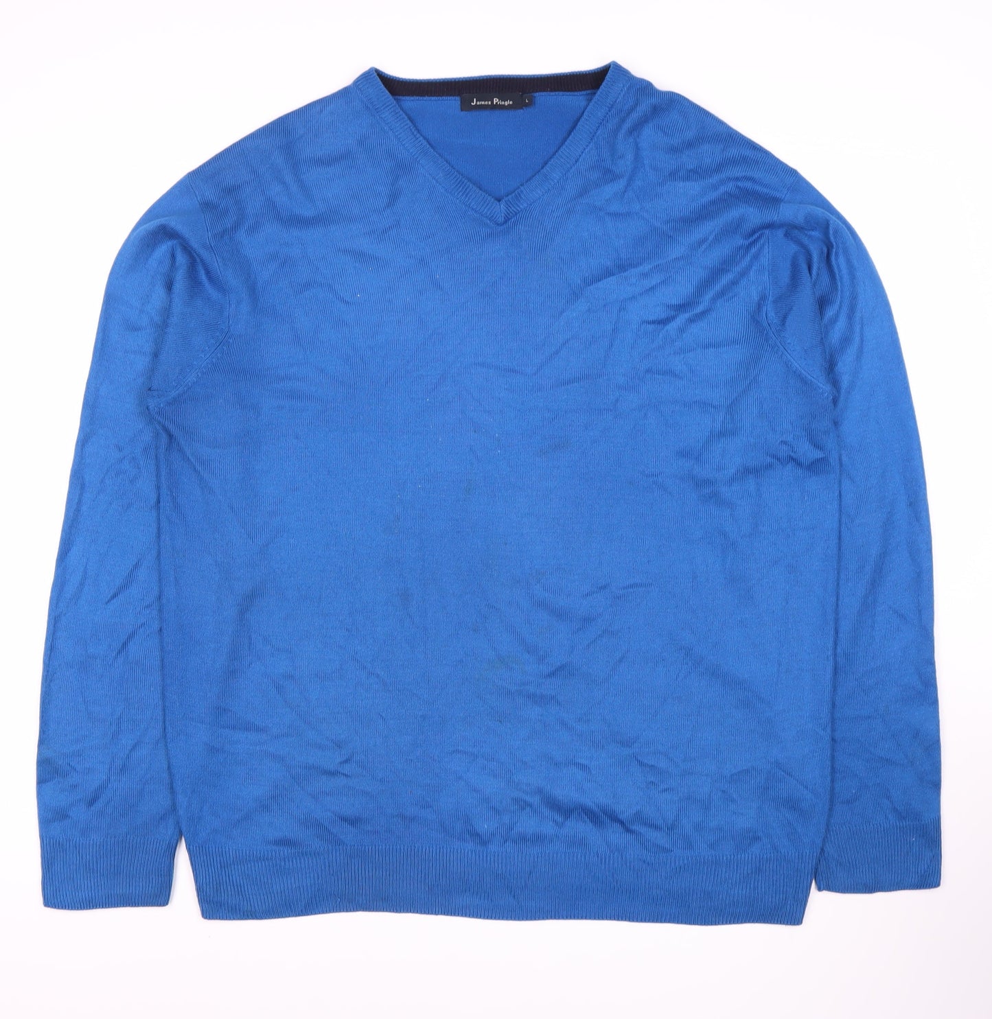James Pringle Men's Blue V-Neck Pullover Jumper L