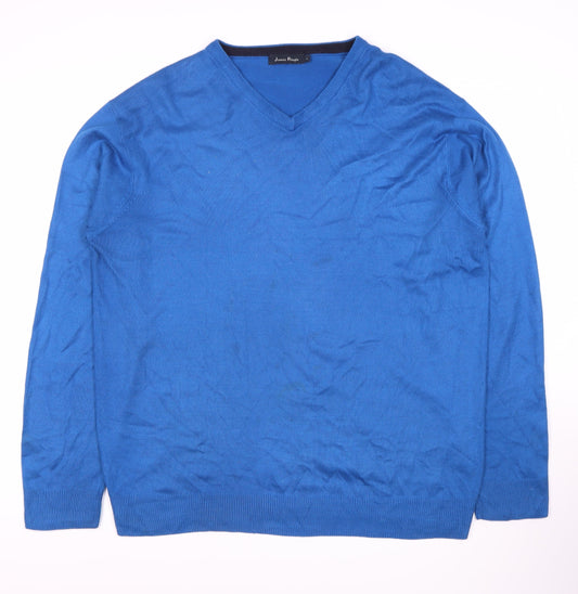 James Pringle Men's Blue V-Neck Pullover Jumper L