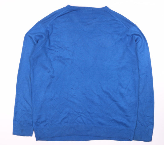 James Pringle Men's Blue V-Neck Pullover Jumper L