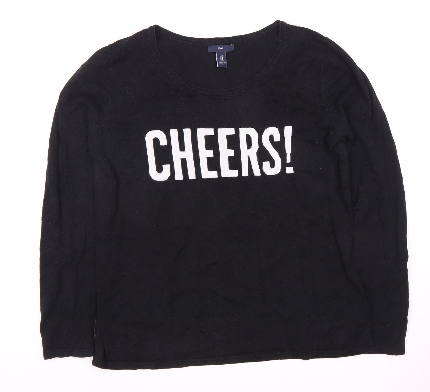 Gap Women's Black M Pullover Jumper - Cheers Graphic