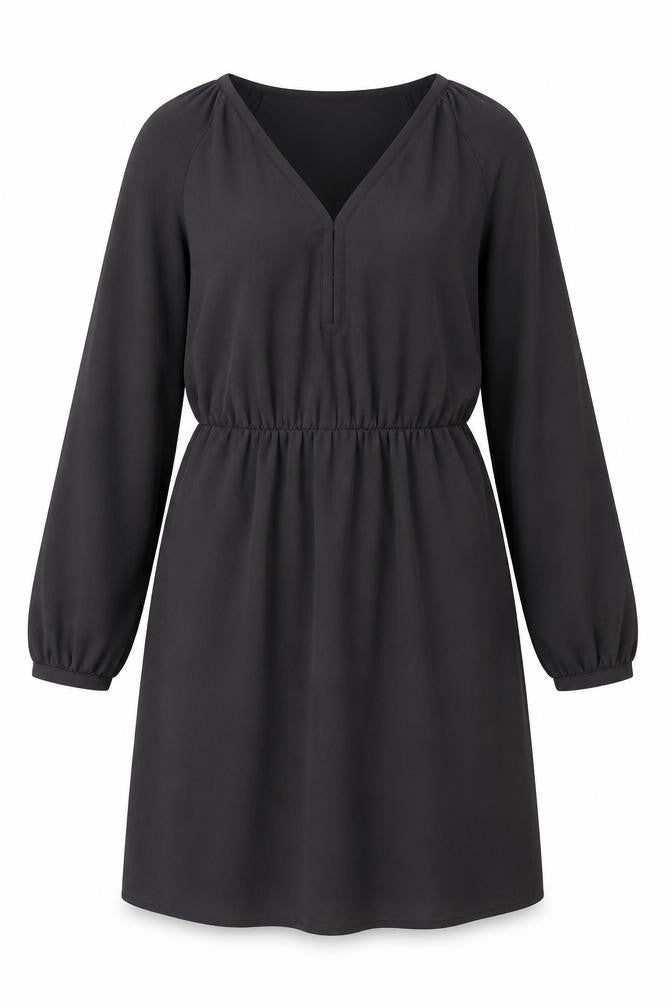 Mango Women's Black Shift Dress S Long Sleeve Classic