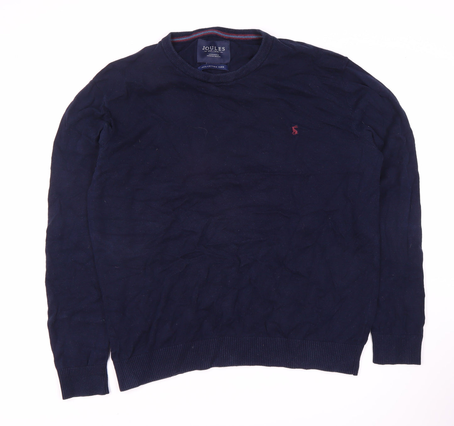 Joules Men's XL Blue Cotton Crew Neck Pullover Jumper