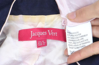 Jacques Vert Women's Blue Blazer, Size 14, One-Button, Classic Fit