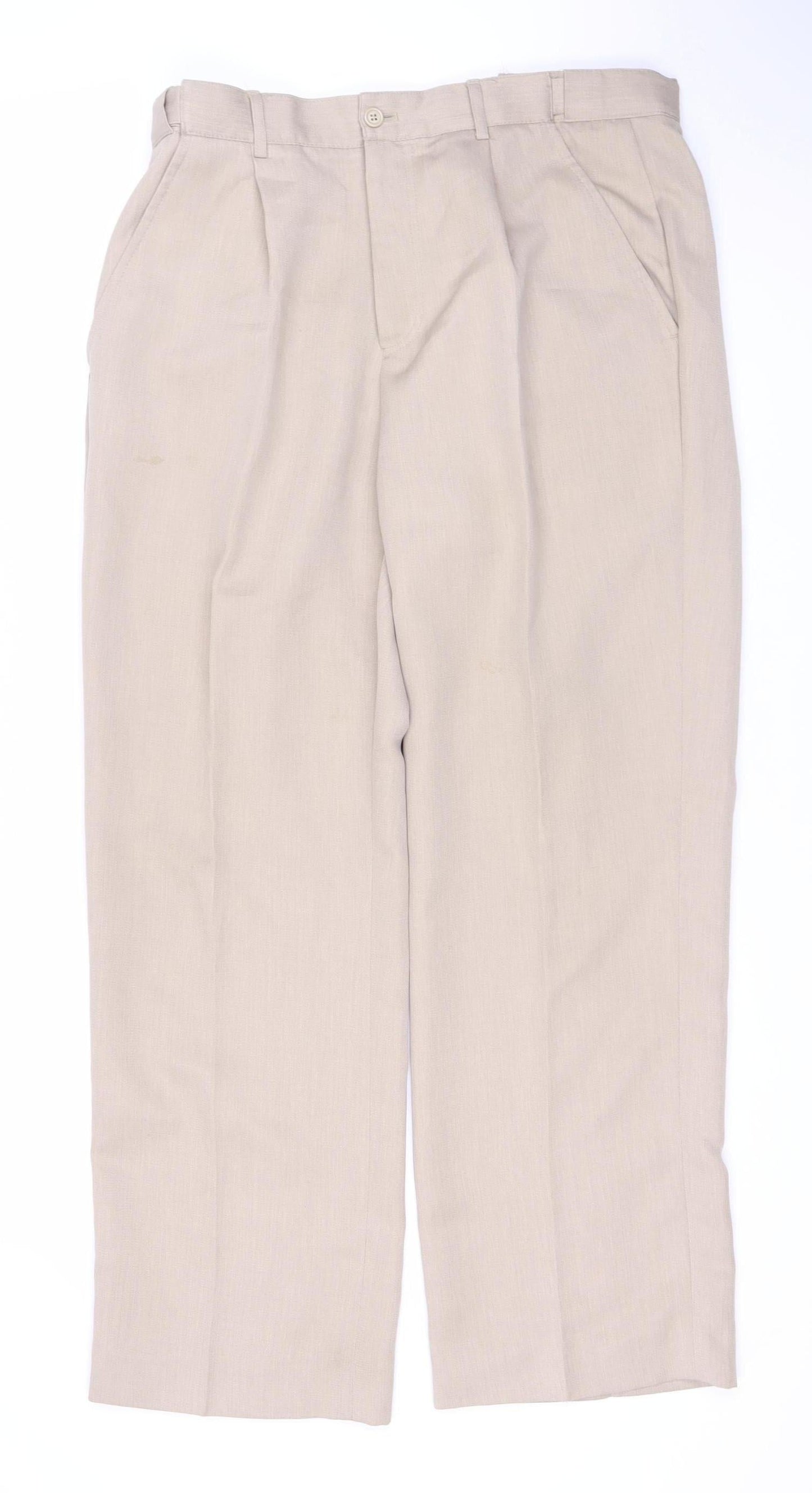 Mens UK Size 34 Cotton Traders   Beige Trousers
