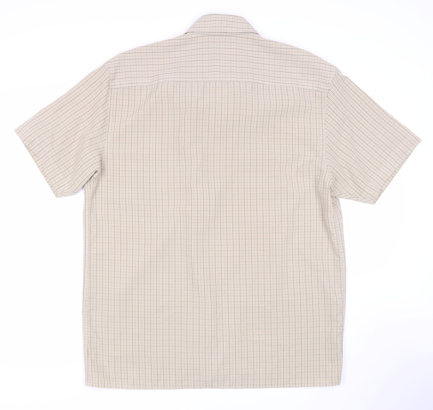 Thomas Nash Men's Beige Check Short Sleeve Shirt M
