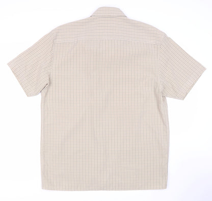 Thomas Nash Men's Beige Check Short Sleeve Shirt M