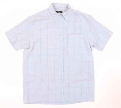 Thomas Nash Men's Blue Check Short Sleeve Shirt M