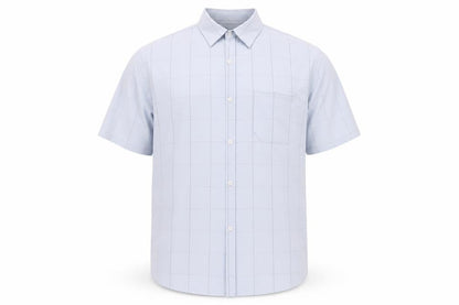 Front view of Thomas Nash Men's Blue Check Short Sleeve Shirt M