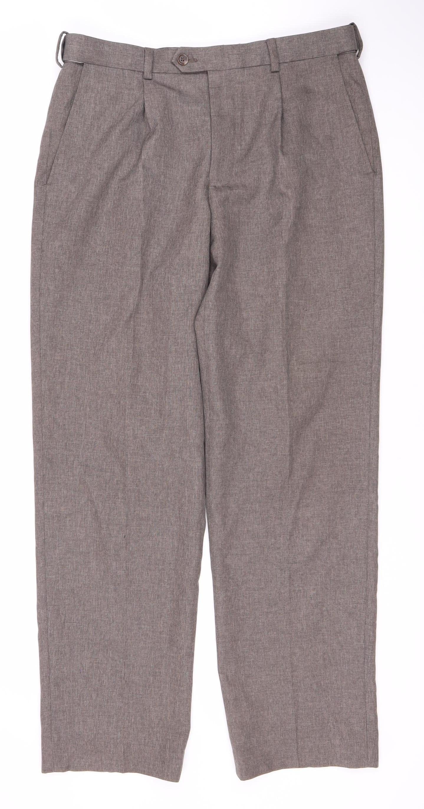 Jack Reid Men's Grey Regular Fit Trousers 32R