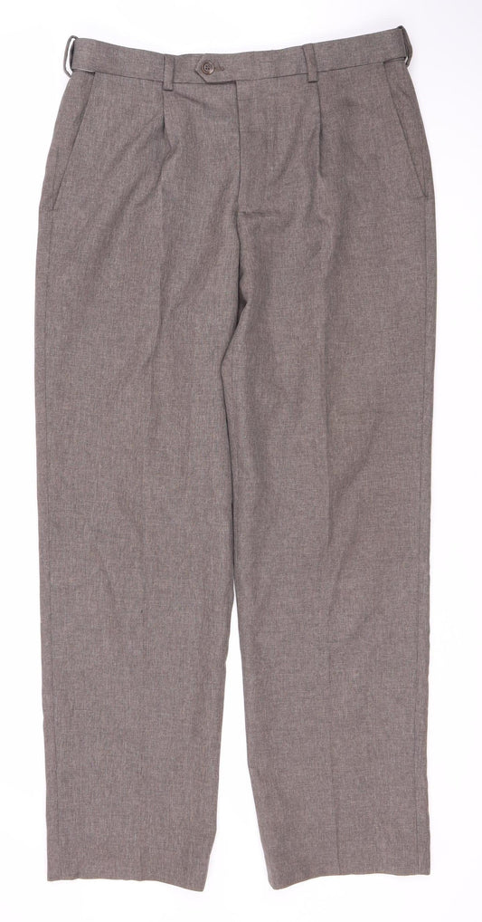 Jack Reid Men's Grey Regular Fit Trousers 32R