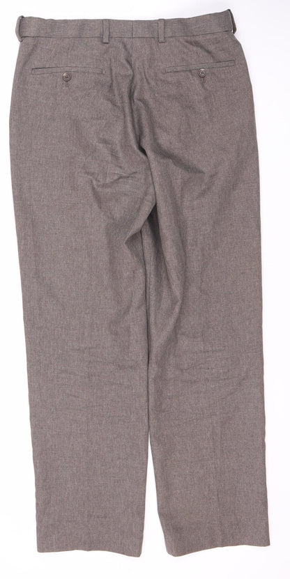 Jack Reid Men's Grey Regular Fit Trousers 32R