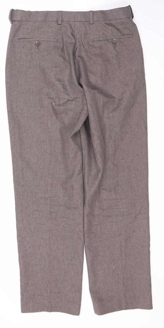 Jack Reid Men's Grey Regular Fit Trousers 32R