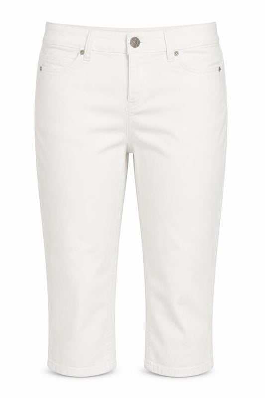 Front view of Guess Women's White Cropped Denim Jeans, size 2