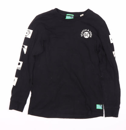 Scotch & Soda Boys Black Graphic Long Sleeve T-Shirt, Size M