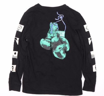 Scotch & Soda Boys Black Graphic Long Sleeve T-Shirt, Size M