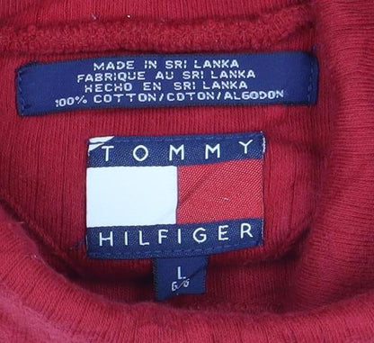 Tommy Hilfiger Men's Red Pullover Sweatshirt, L, Logo Accent
