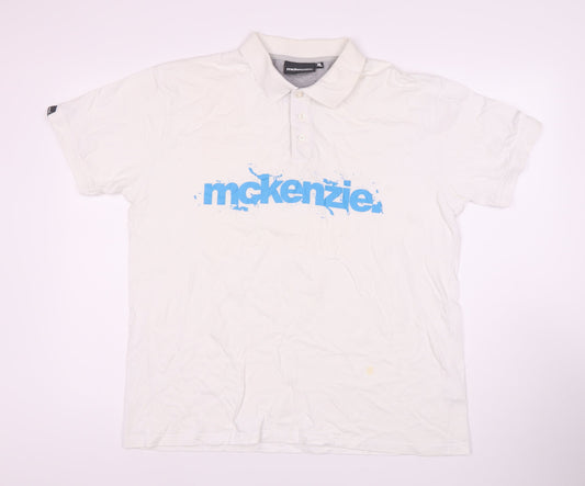 McKenzie Men's White XL Polo Shirt with Logo