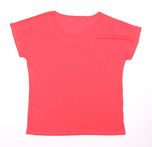 Damart Women's Red Beaded Linen T-Shirt - M, Casual