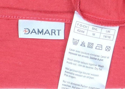 Damart Women's Red Beaded Linen T-Shirt - M, Casual