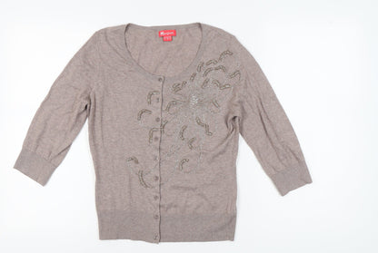 Womens UK Size 10 Monsoon Beige Cardigan Jumper