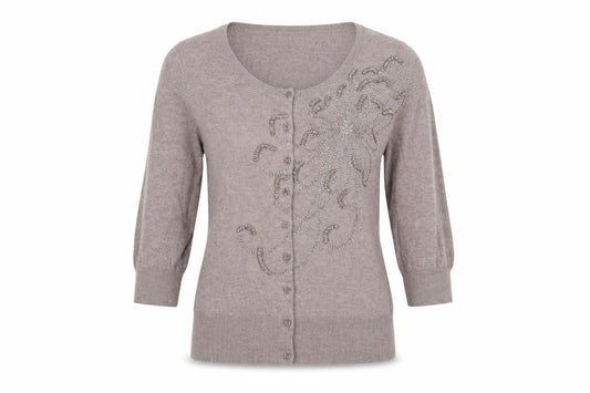 Womens UK Size 10 Monsoon Beige Cardigan Jumper