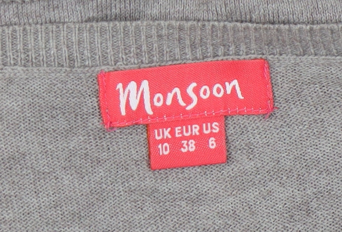 Womens UK Size 10 Monsoon Beige Cardigan Jumper