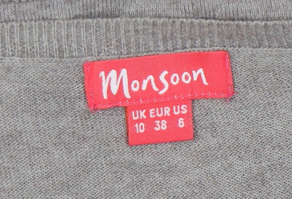 Womens UK Size 10 Monsoon Beige Cardigan Jumper