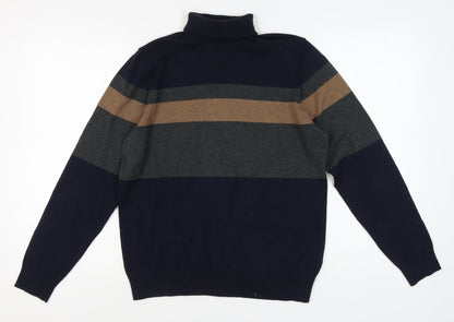 Marks and Spencer Men's Navy Brown Striped Pullover M