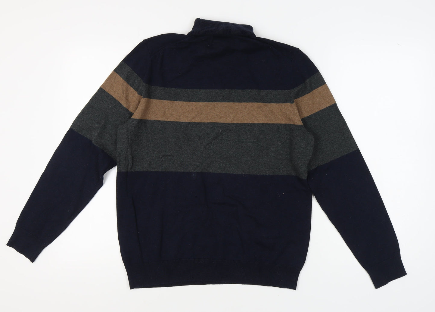 Marks and Spencer Men's Navy Brown Striped Pullover M