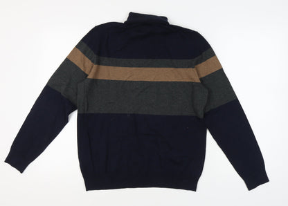 Marks and Spencer Men's Navy Brown Striped Pullover M