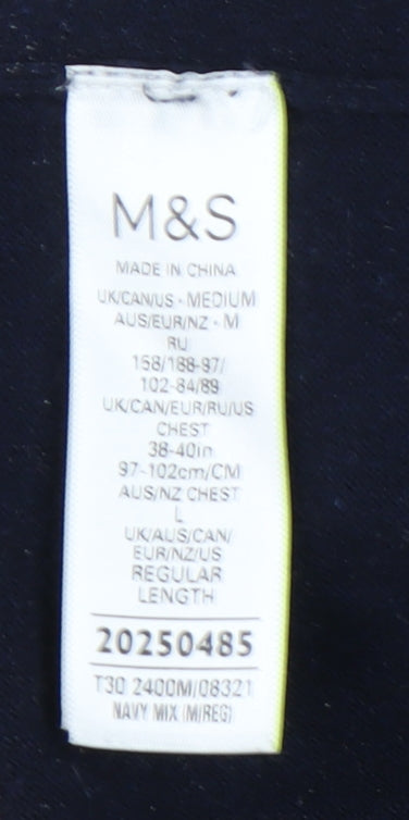 Marks and Spencer Men's Navy Brown Striped Pullover M