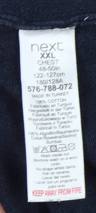 Next Men's Blue Striped 2XL Cotton Pullover Jumper