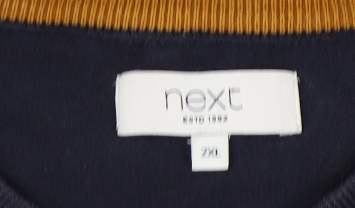 Next Men's Blue Striped 2XL Cotton Pullover Jumper