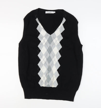 The Golf Co Men's Black Argyle Sleeveless Vest L