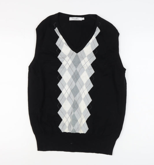 The Golf Co Men's Black Argyle Sleeveless Vest L
