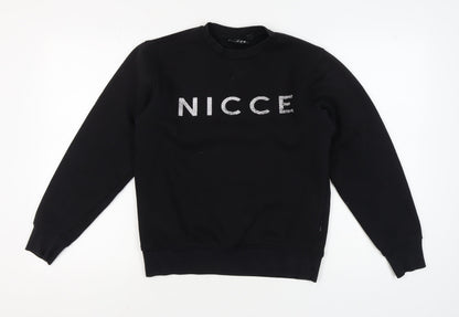 Mens UK Size XS NICCE Black Pullover Sweatshirt