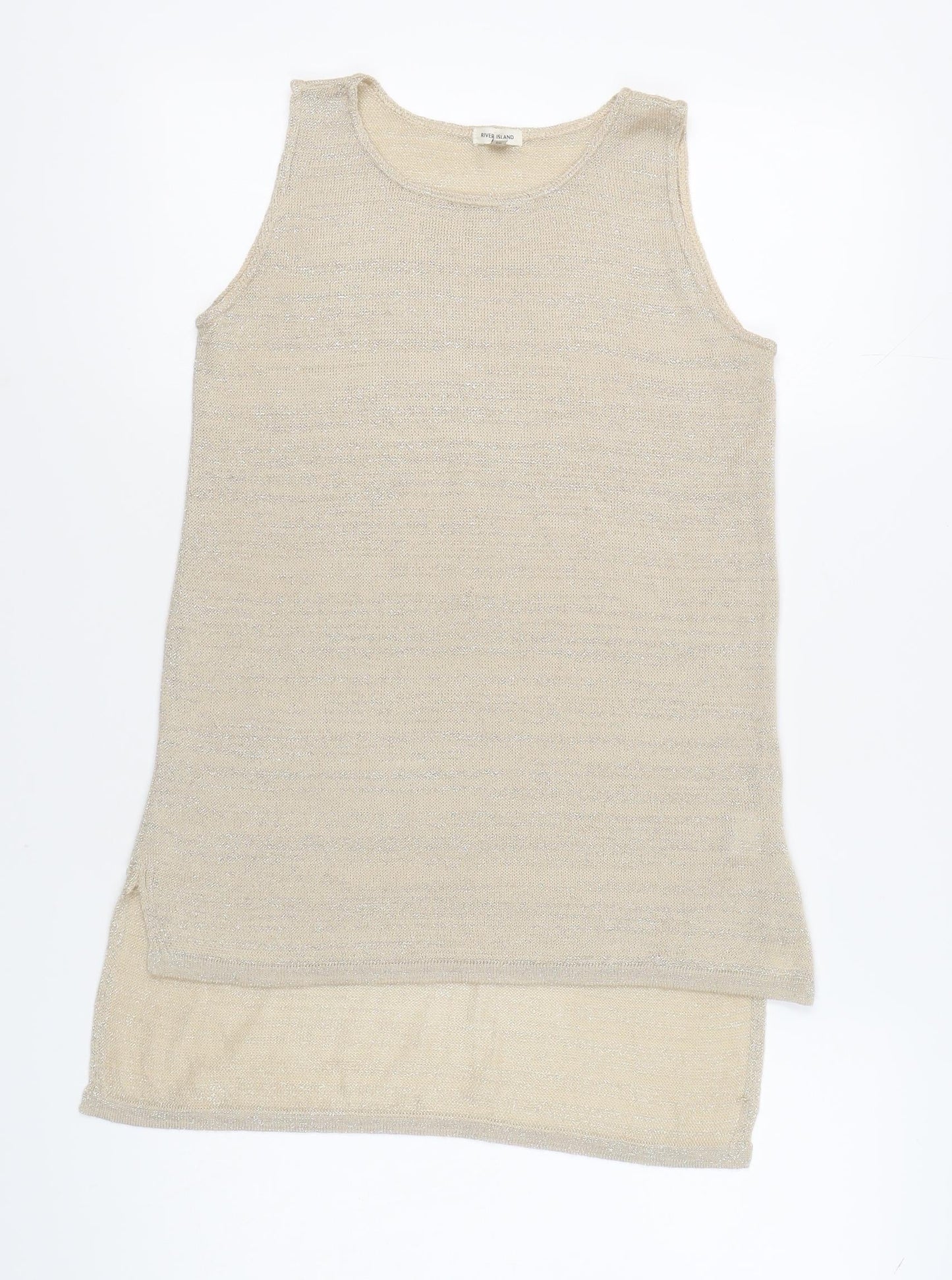 Womens UK Size 10 River Island Beige Basic Tank