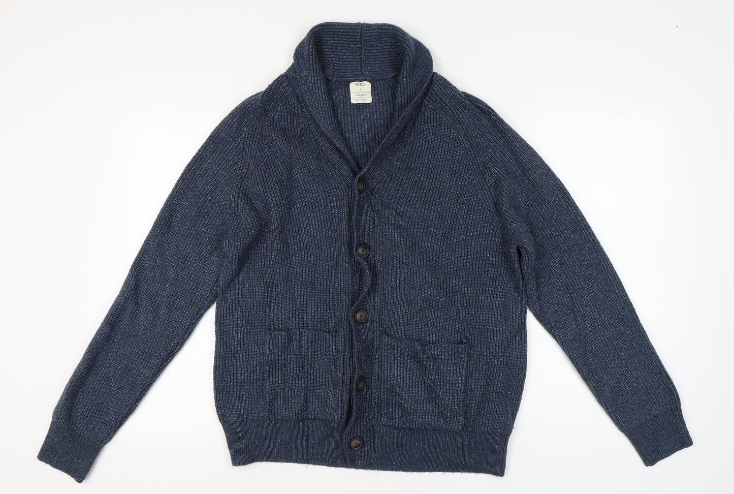 Marks and Spencer Men's Blue Cardigan L